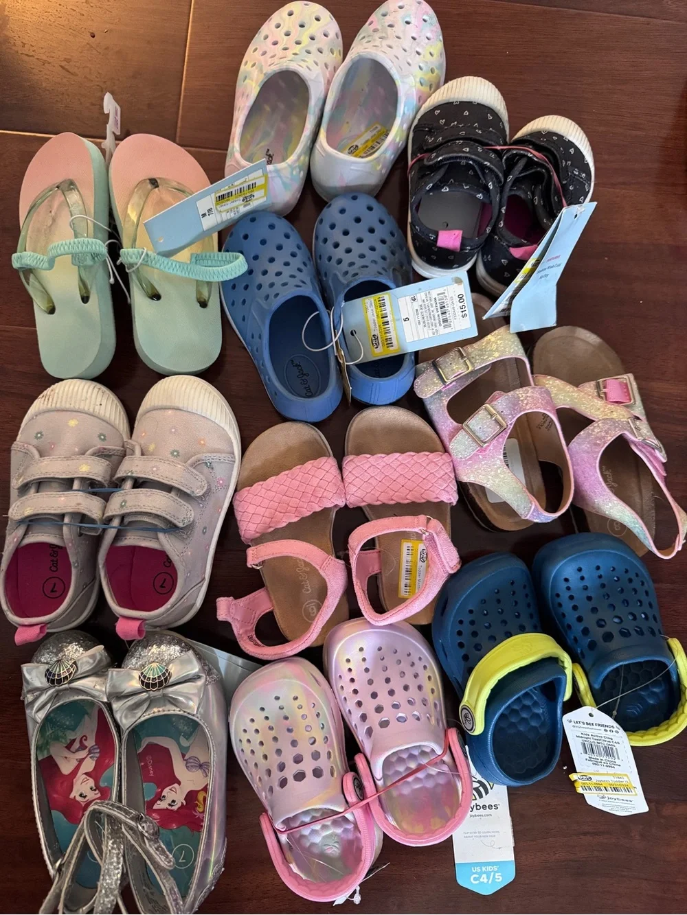 Cat & Jack Kids Pink, Blue, Mint & Silver Multi-Pack Sandal & Clog Lot - Picture 1 of 11